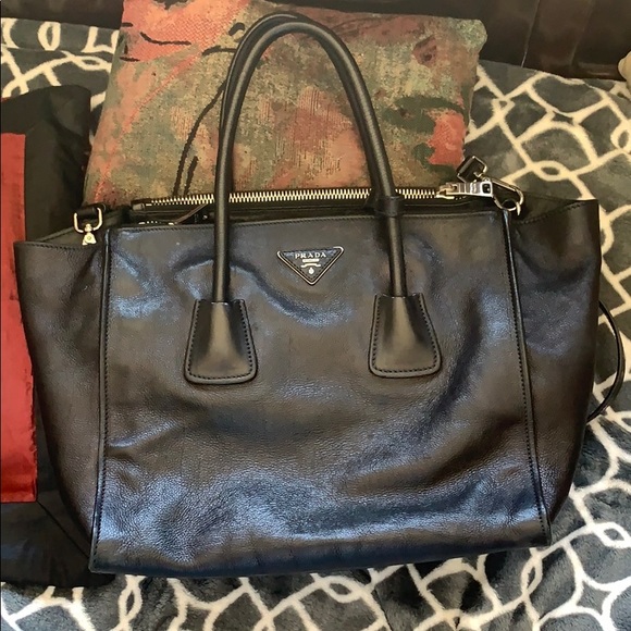 Prada Handbags - Prada glacé calfskin Leather twin pocket tote